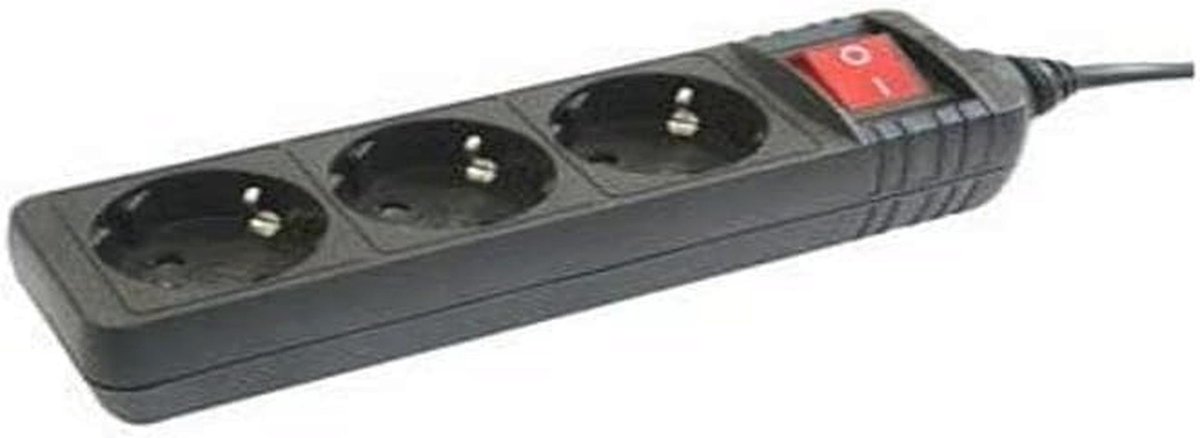 Multiport stopcontact 3 stopcontacten met schakelaar - Zwart