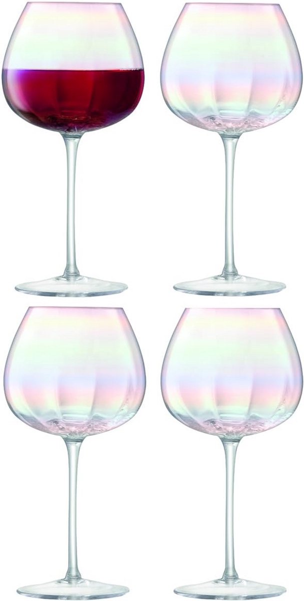 Handgeblazen Wijnglas van Glas met Parelmoer Accent