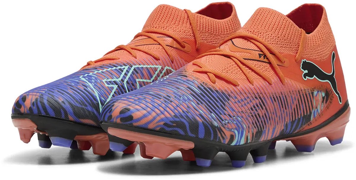 Puma Future 8 Match FG/AG voetbalschoenen in oranje met innovatieve noppen en GripControl-technologie, EU 40 1/2.