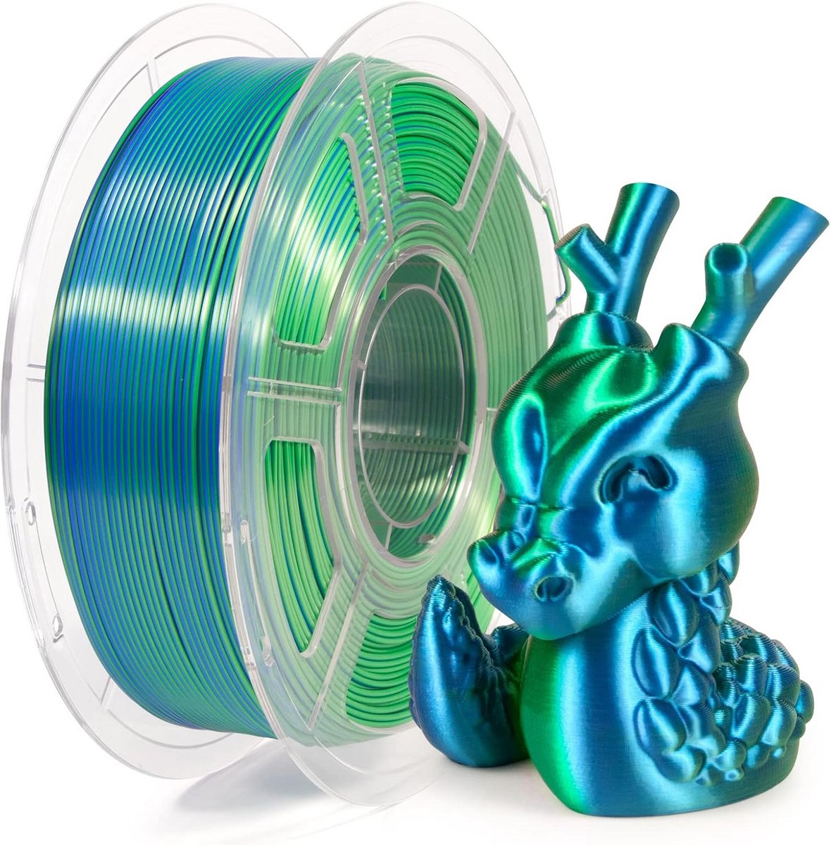 Tweekleurig PLA 3D Printer Filament 1.75mm Zijdeblauw Groen - 1KG Spoel voor Hoge Precisie Prints