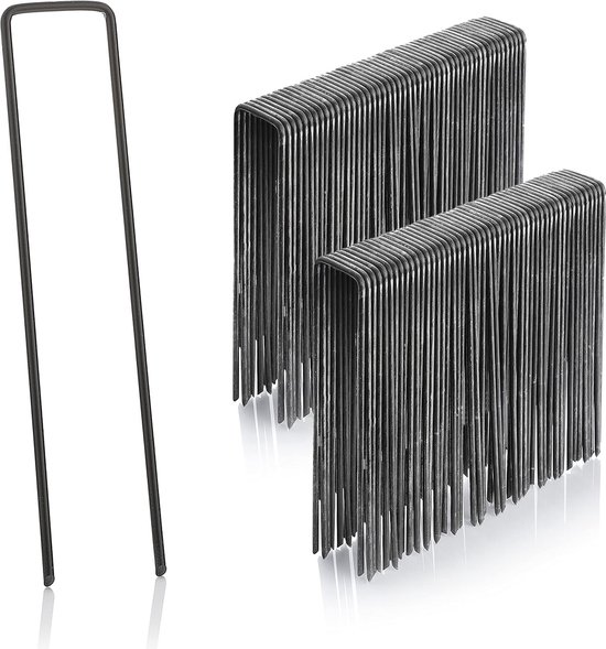 Grondankers 100 Stuks – 15 Cm, Verzinkt Staal, U-vorm + 16 Ringen – Voor Tent, Kunstgras En Tuin