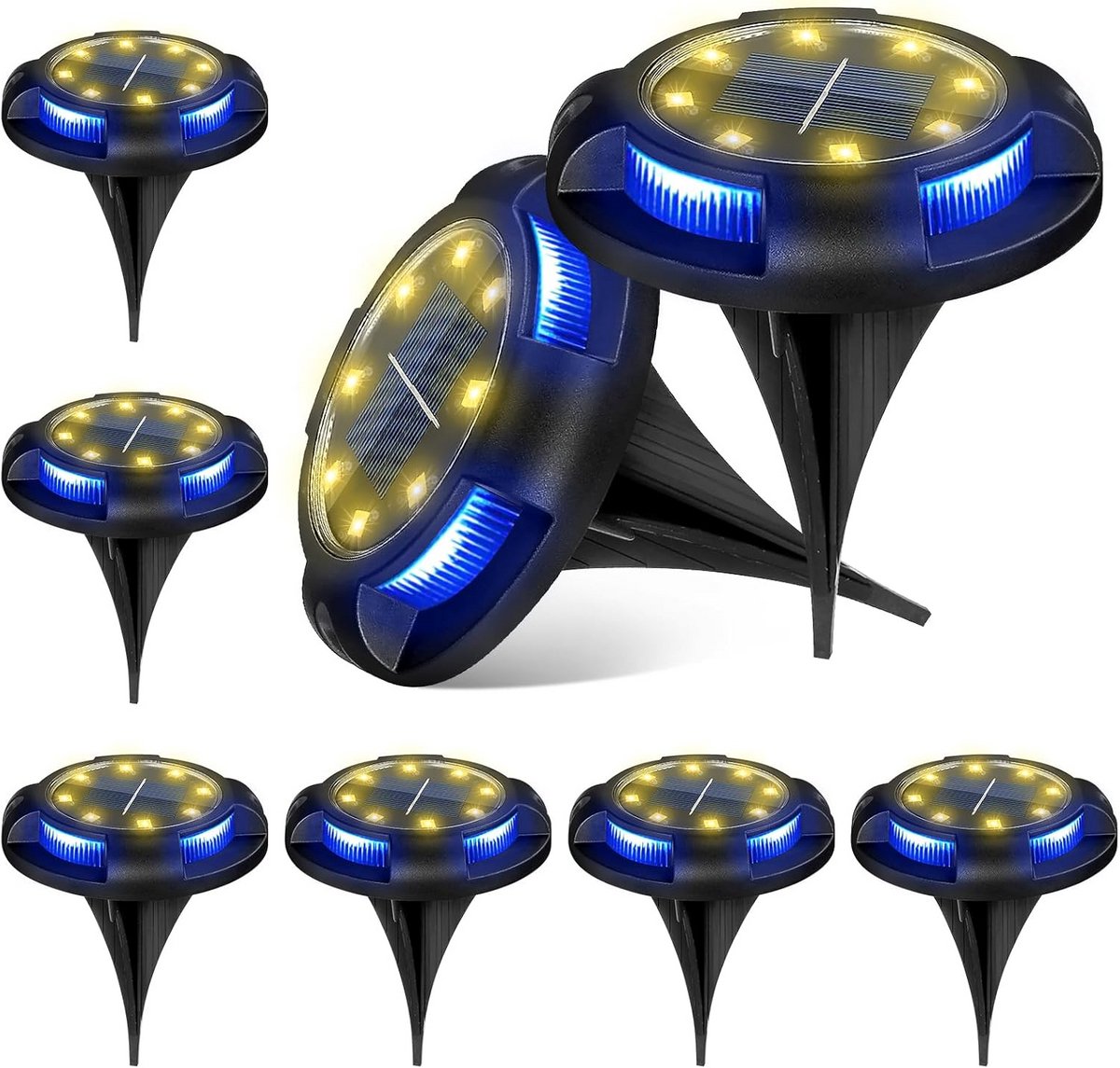 Vloerverlichting op Zonne-energie voor Buiten - Tuinverlichting met 8 Lampen, IP65 Waterdicht