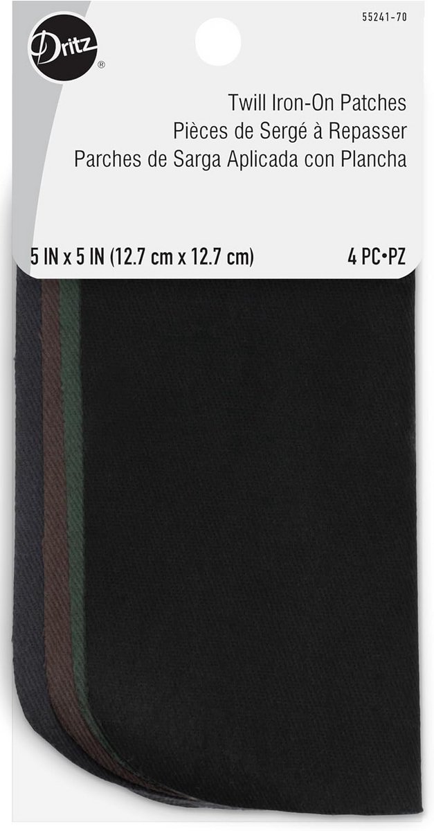Strijkbare Patches Katoentwill voor Kleding en Textiel - Donkere Kleuren Set (4 Stuks)
