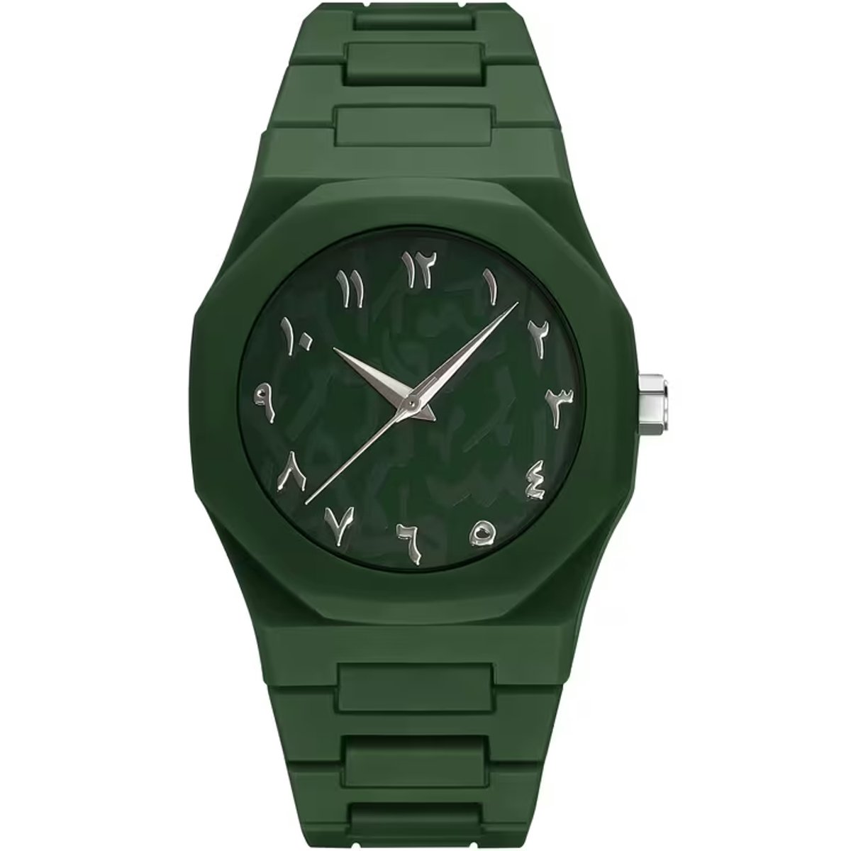 Baraka Treasures Luxe Horloge - Arabische Horloge - Arabic Dial - Unisex Horloge - Premium Horloge - Quartz - Ramadan Cadeau - Eid Cadeau - Groen