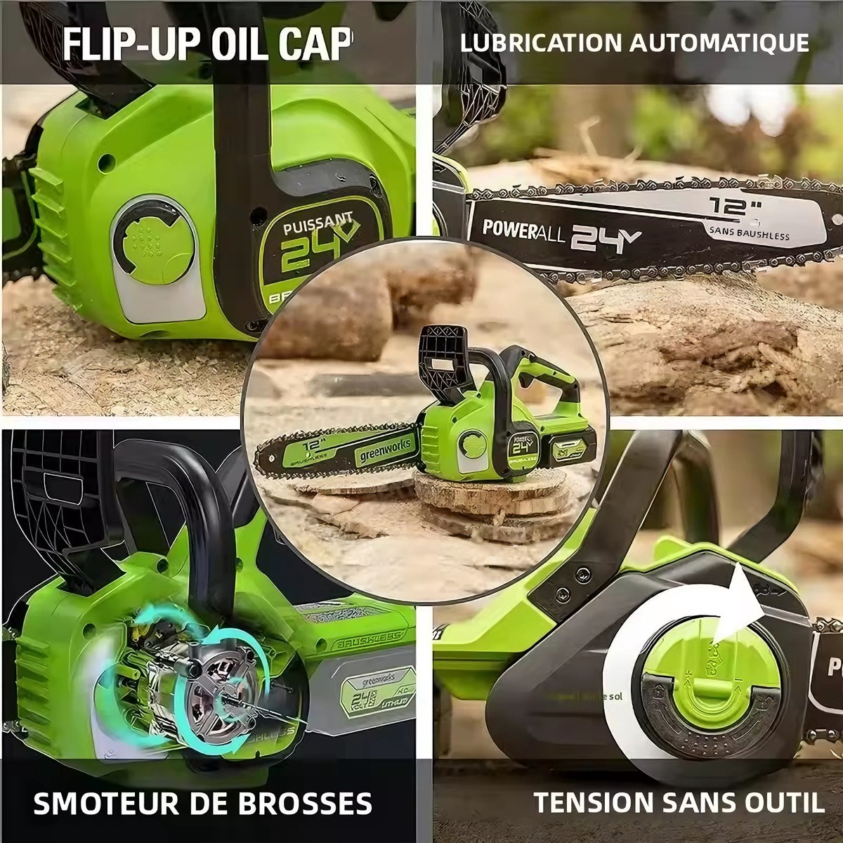 Greenworks Elektrische Kettingzaag - 12V - 12 Inch - Snoeizaag