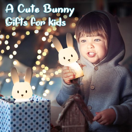 Konijn Baby Nachtlampje Touch 7 Kleuren USB Oplaadbaar Kan Worden Getimed Kindernachtlampje Deco Lamp Voor Kerstdecoratie Kinderkamer Verjaardagscadeau van Merkloos — afbeelding 5