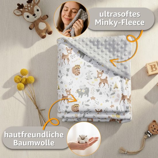 Zachte Minky Wiegdekens & Voetenzak voor Maxi Cosi en Kinderwagen - 90x90 cm — afbeelding 4