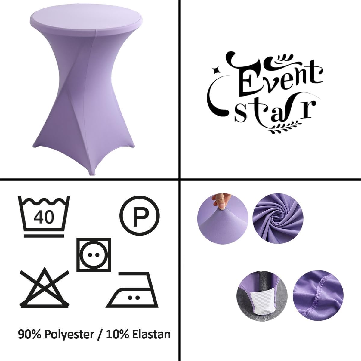 Elastisch Bistro Tafelkleed met 4 Voetlussen voor Ronde Tafels