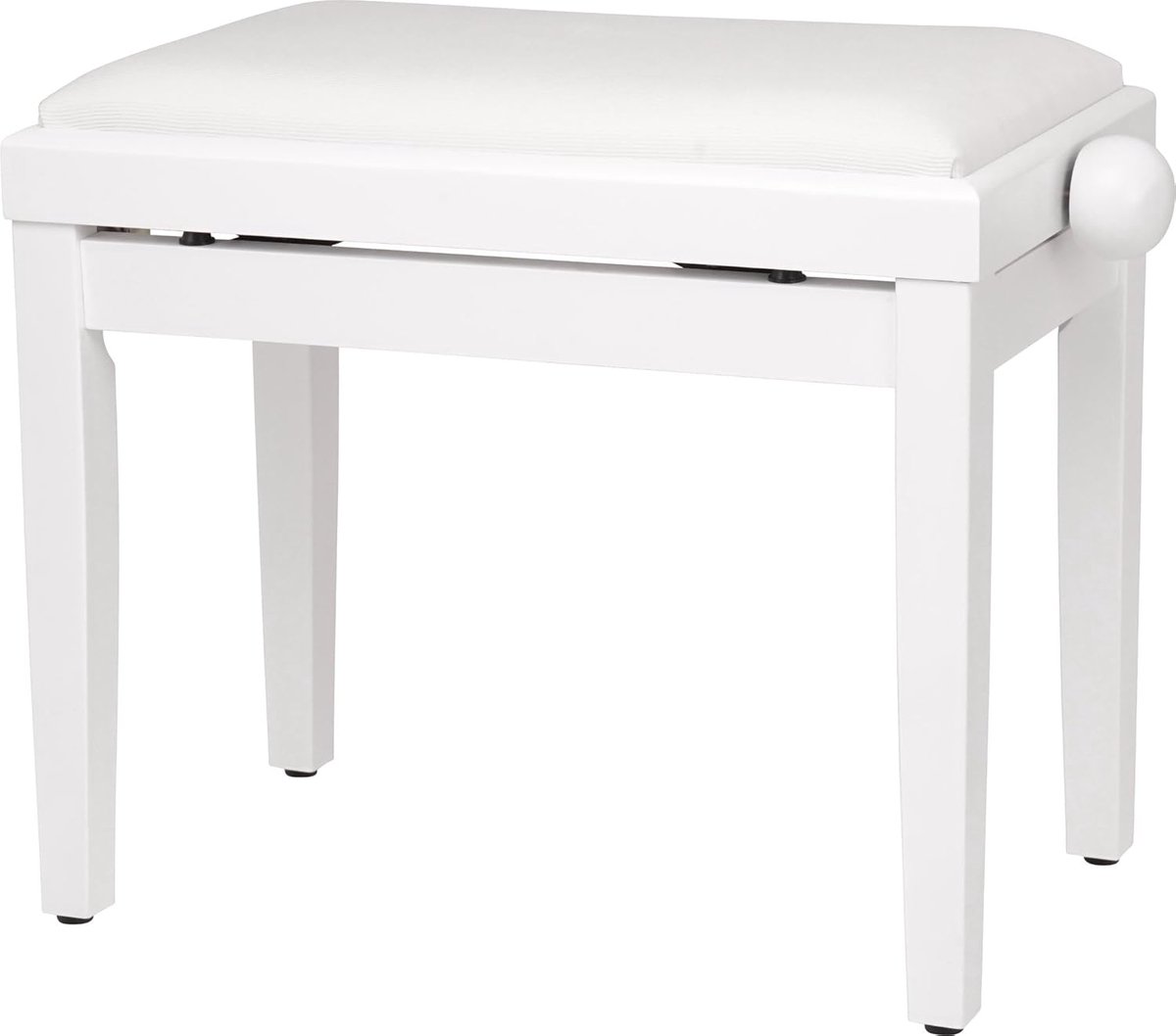 Pianobank - Pianokruk - In Hoogte Verstelbaar - Luxe Zitting - Keyboardbank - Mat Wit