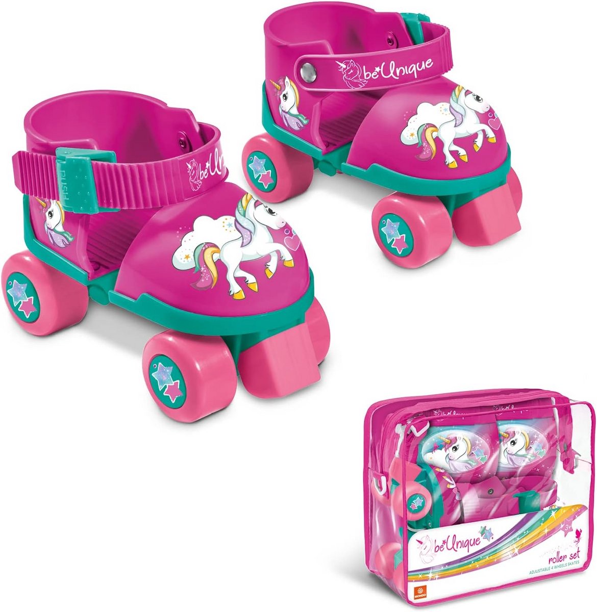 Verstelbare rolschaatsen voor kinderen - Maat 22 tot 29 - Complete set met tas en beschermers - Roze