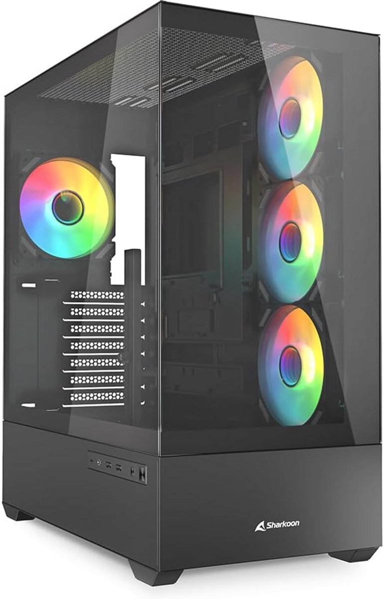 Moderne ATX PC behuizing met RGB verlichting en gehard glas