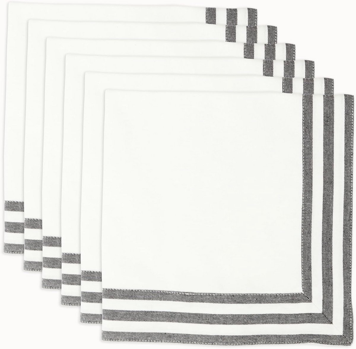 Set van 6 Katoenen Stoffen Servetten met Golvende Rand 45x45 cm Wasbaar
