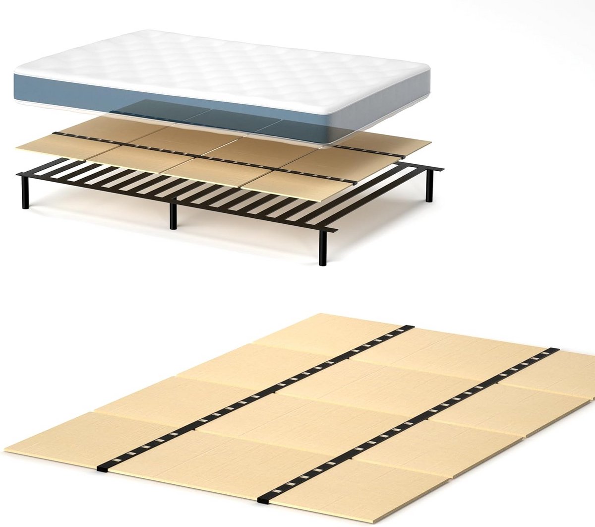 Opvouwbare Bedbodem Ondersteuning voor Matras, Stevige Lattenbodem Vervanging (180x180 cm)
