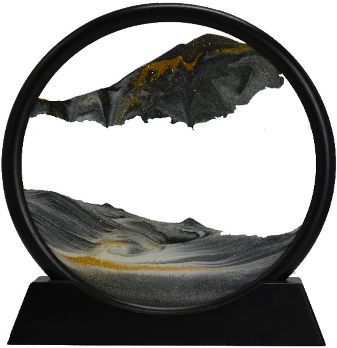 Ynkkvre - Zandkunst - Zandloper - Zand Ornament - Zand Schilderij - Stilzwijgend Stromend Kleurzand + Loodvrij Hoogtransparant Glas - 1 - Voor Bureau, Woonkamer Of Kantoor + Zwart