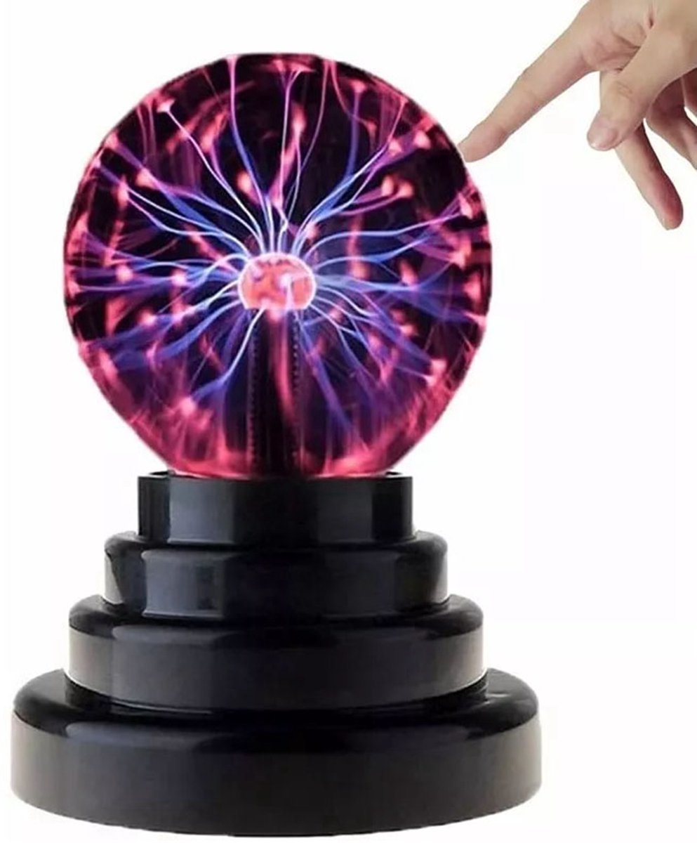 Ynkkvre -Plasma bol - Plasma lamp - Plasma Bol - Aanraakgevoelig Lichtspektakel - USB Of -Batterijen Voeding - 1 Stuk - Binnen Decoratief En Educatief Roodachtig-Violet