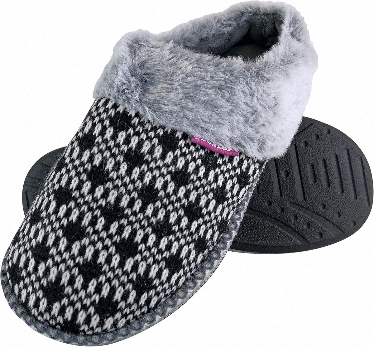 Dames Pantoffels Gebreid Pluche Memory Foam Instappers met Open Hiel