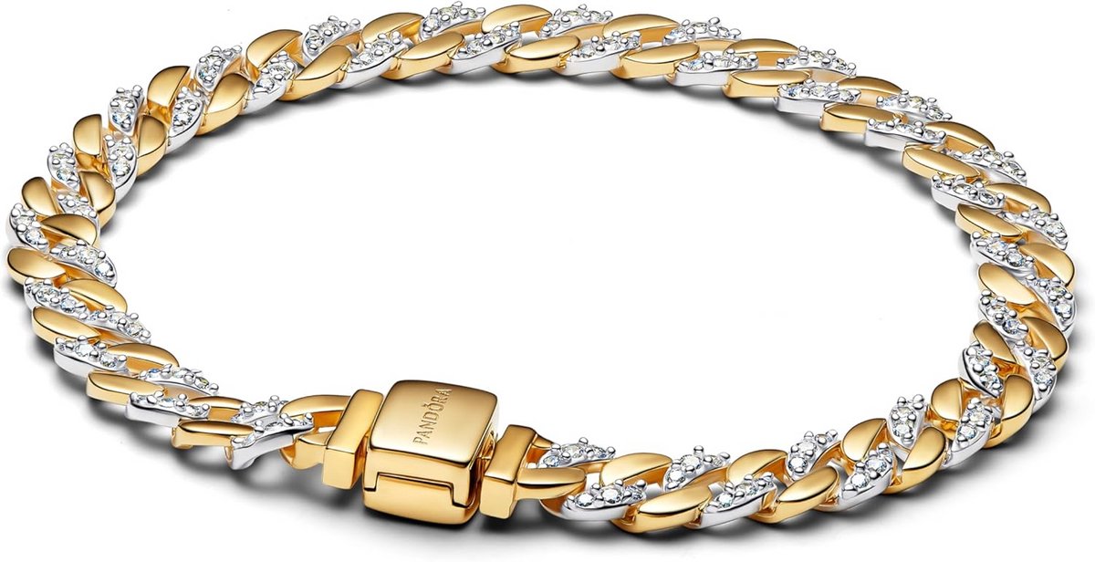 Dames Armband Zirkonia Tweekleurig Met Vouwsluiting