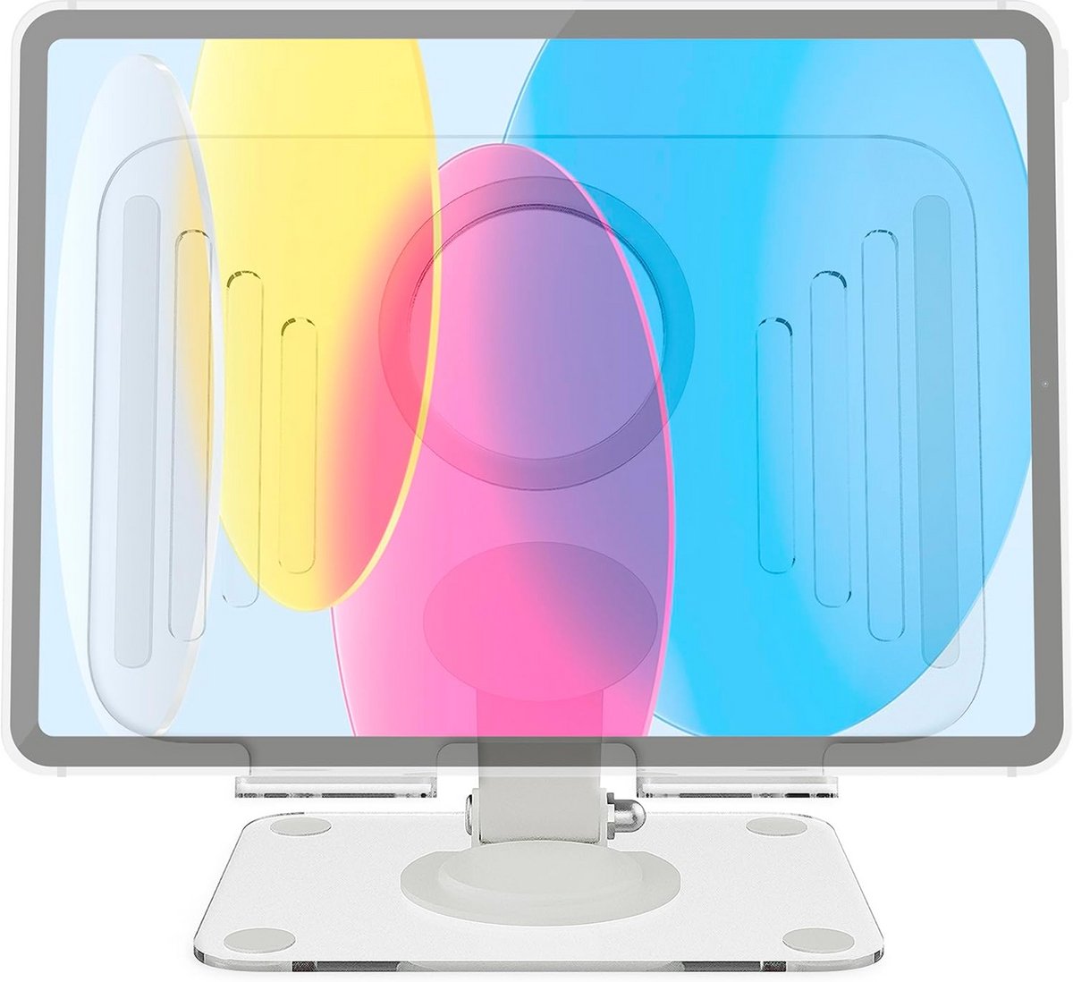Verstelbare & Draaibare Tablet Standaard voor Bureau - Transparant en Opvouwbaar