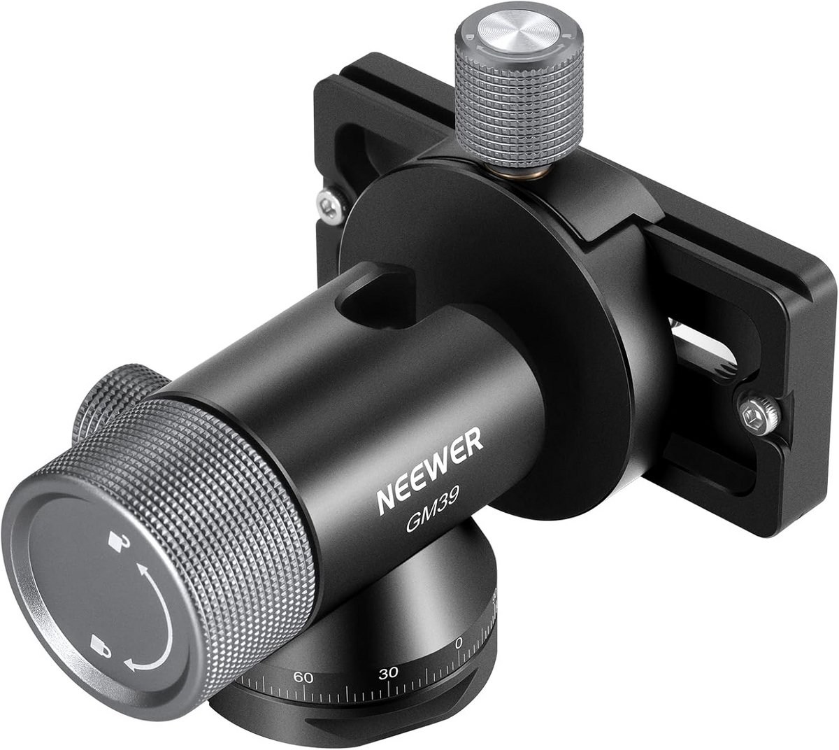 Gimbal Statiefkop voor Monopod met 360° Draaibare Basis en Arca QR Klem voor Telelenzen