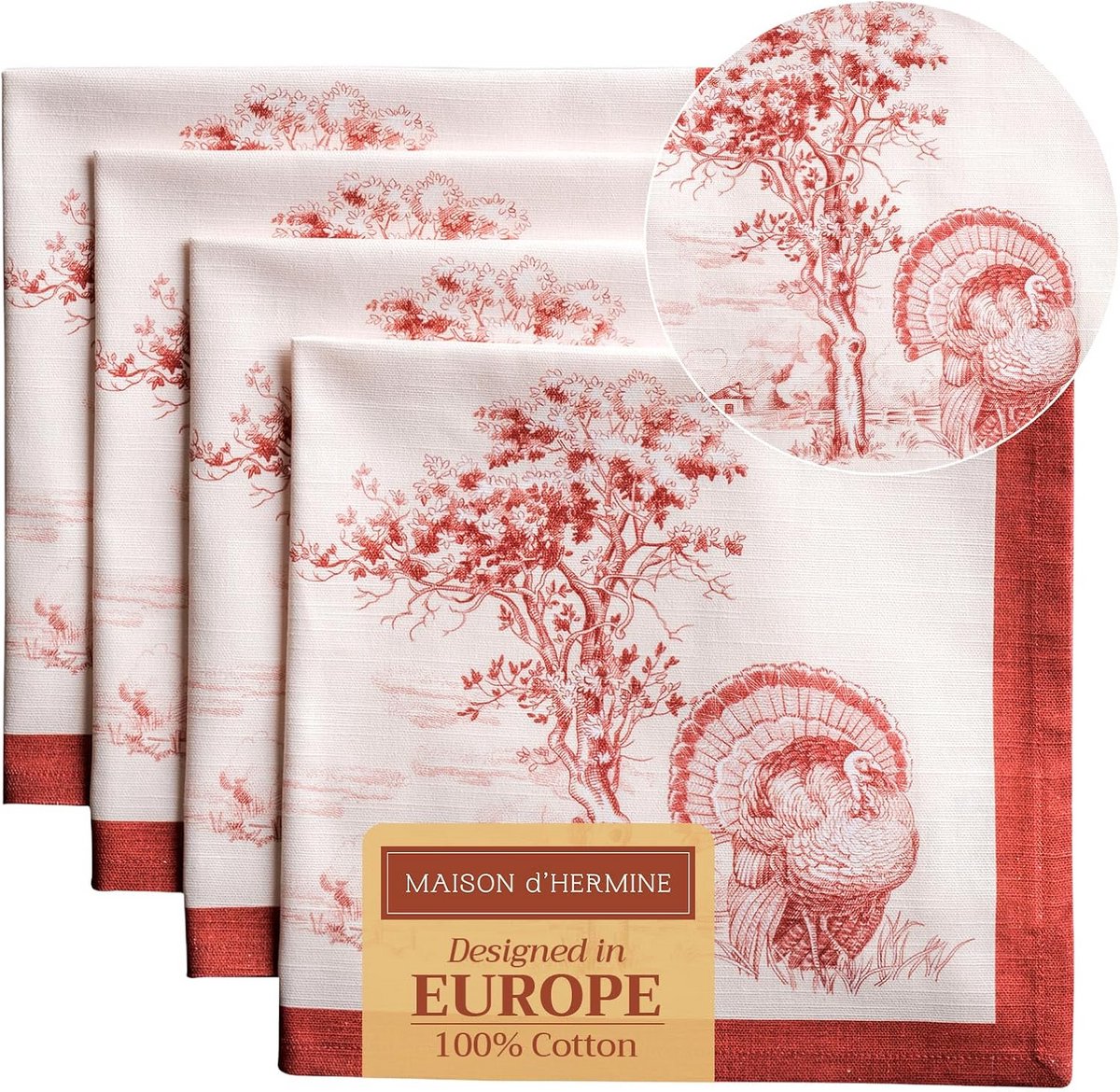 Set van 4 Katoenen Servetten Rood (45x45 cm) - Zacht & Comfortabel voor Diner, Feest en Kerst