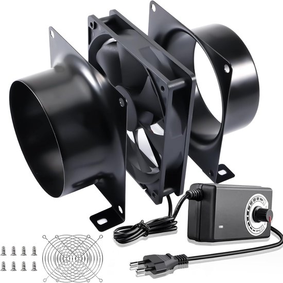 Foto: 100 mm buizenventilator snelheidsregelaar verstelbare axiaalventilator afvoer ventilator met eu plug canisteradapter netten voor kweektent broeikas conservatorium