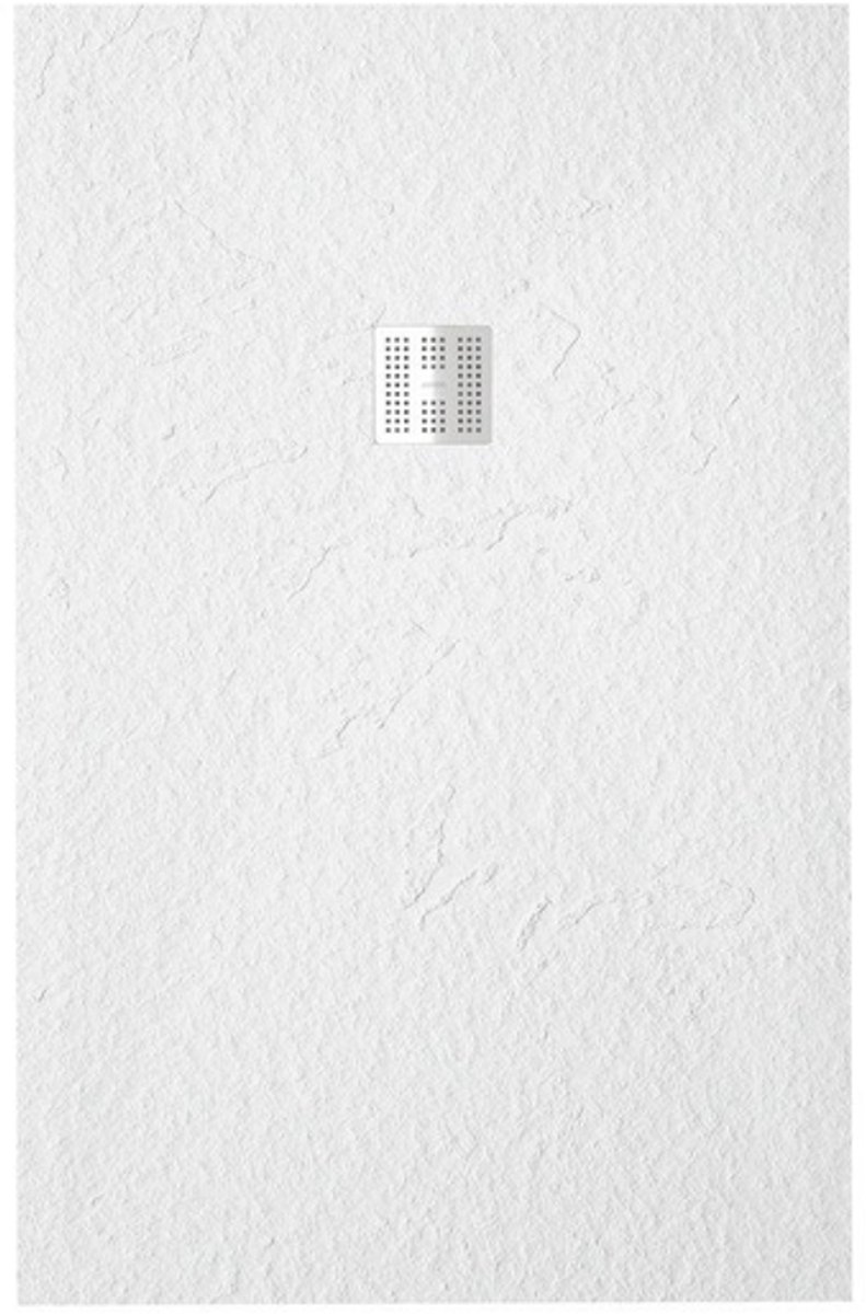 FugaFlow Eccelente Anto Douchebak - 100x70cm - antislip - antibacterieel - mineraalmarmer - rechthoek - mat wit