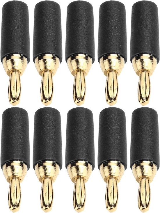 Poppstar 20x High End Bananenstekker (2-delig), voor Luidsprekerkabel (tot 4 mm²), Speakers, Luidspreker, AV Receiver, 24k Verguld (10x zwart, 10x rood