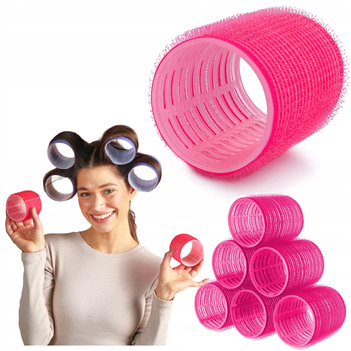 Poniks Haarrollers Zelfklevend 44mm - 6 Stuks - Ideaal voor Volume en Krullen
