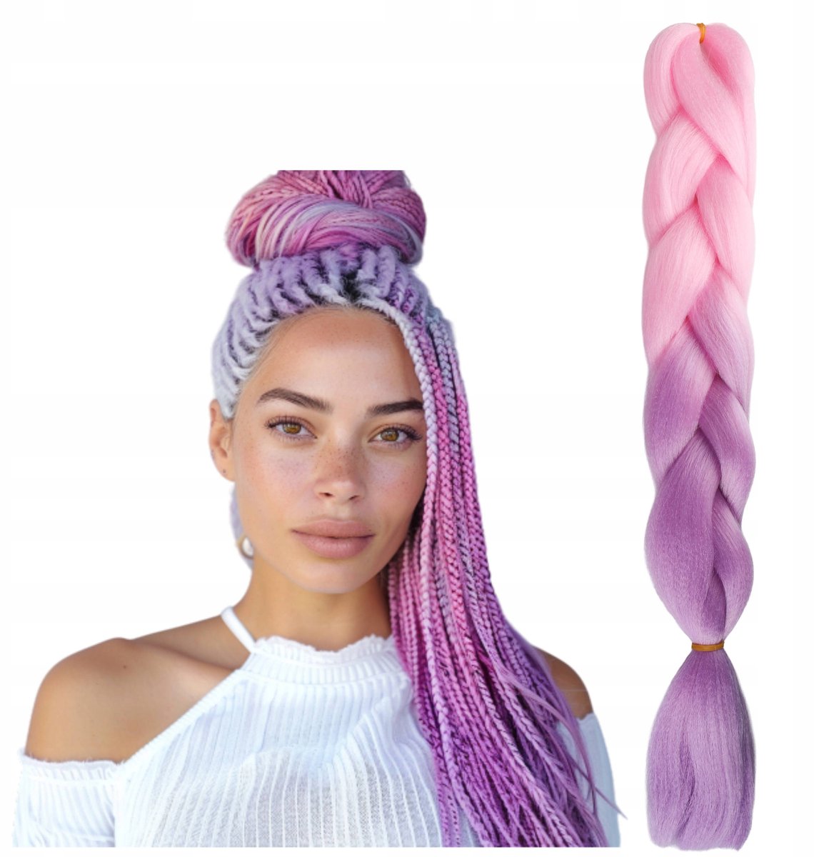 Poniks Synthetische Haar voor Kleurige Vlechten - Ombre Roze - Kunstmatige Vlechten 100 cm