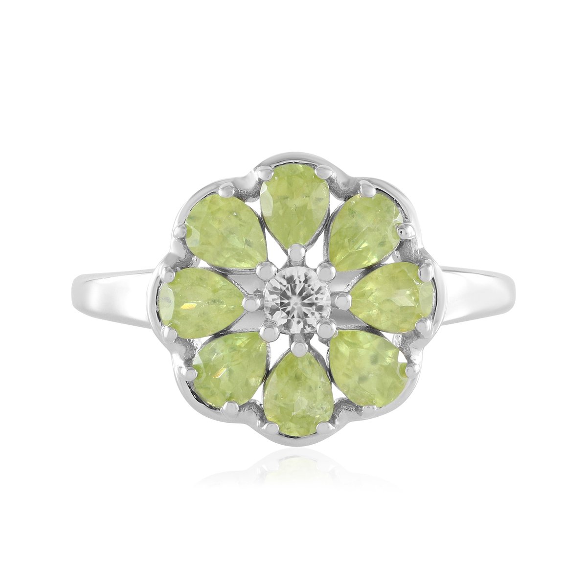 Cavill - Zilveren Ring Platina Geplateerd - 1,433 ct Sfeenkristallen & Zirkonia - Peervormig Briljant Geslepen - Elegante Dames Sieraden