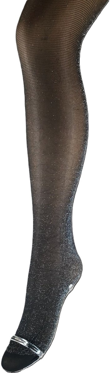 Bonnie Doon Curvy Glitter Tight Panty Subtiele Glitter Grote Maat 4XL 52/54 Zwart/Zilver - comfortabele pasvorm - speciaal voor grote maten - glamour - feestelijk - casual - curvy - metalic - Subtiel - Zwart met Goud -Black/Silver - BP251904.141