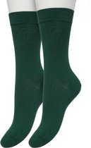 Bonnie Doon Basic Sokken Dames Groen maat 36/42 - 2 paar - Basis Katoenen Sok - Gladde Naden - Brede Boord - Uitstekend Draagcomfort - Perfecte Pasvorm - 2-pack - Multipack - Effen - Bottle Green - OL834222.156