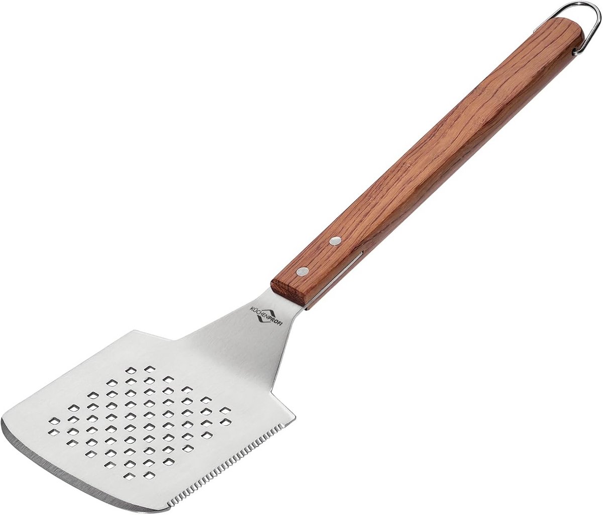 Geperforeerde BBQ Spatel RVS met Houten Handvat 45 cm