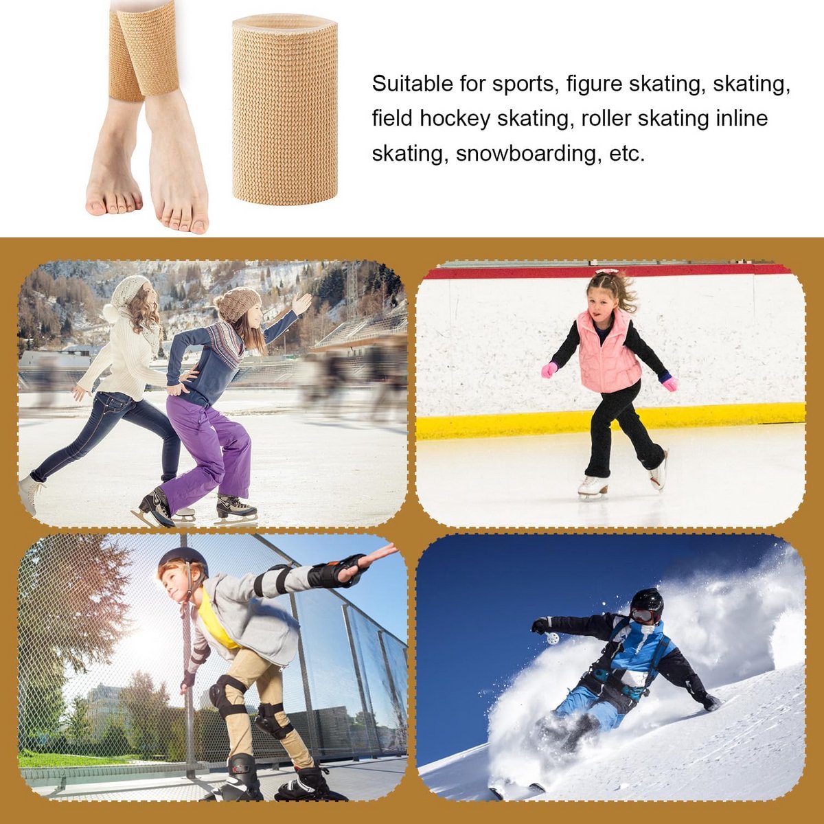 4-delige enkelbeschermers, gevoerde skatesokken, enkelgelpads, enkelbeschermer voor laarzen, hydraterende gel-skatepads, skatebescherming voor voeten, skaten, rijden, skaten, spalken, braces