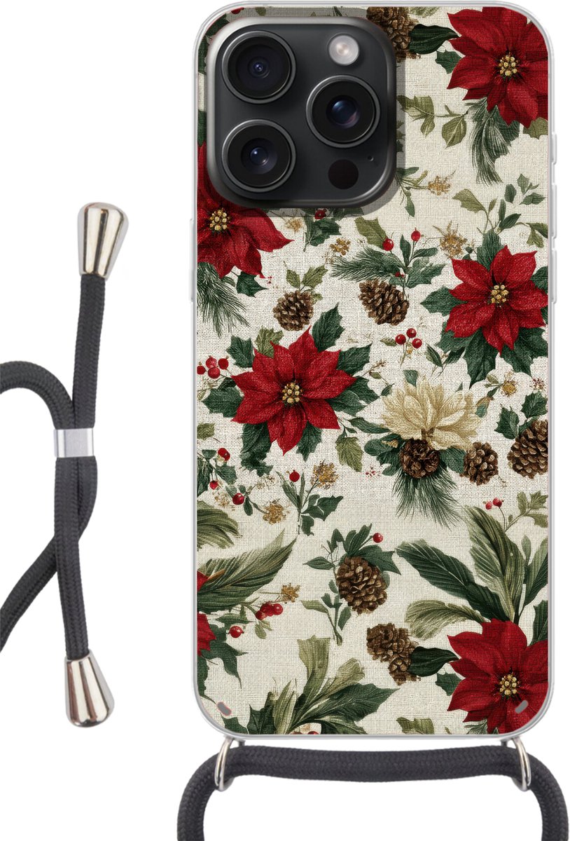 Feestelijk - Textielpatroon - Kerstbloemen - Kleurrijk