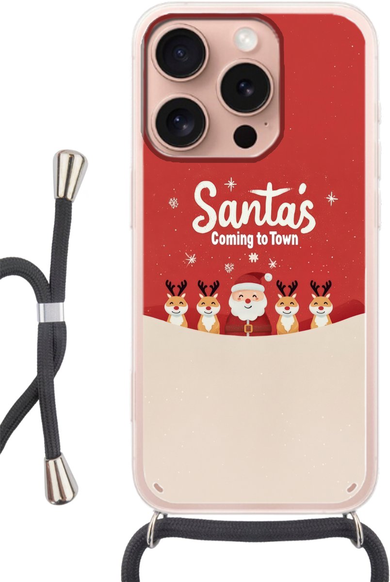 Illustratie - Kerstman - Rendieren - Rood