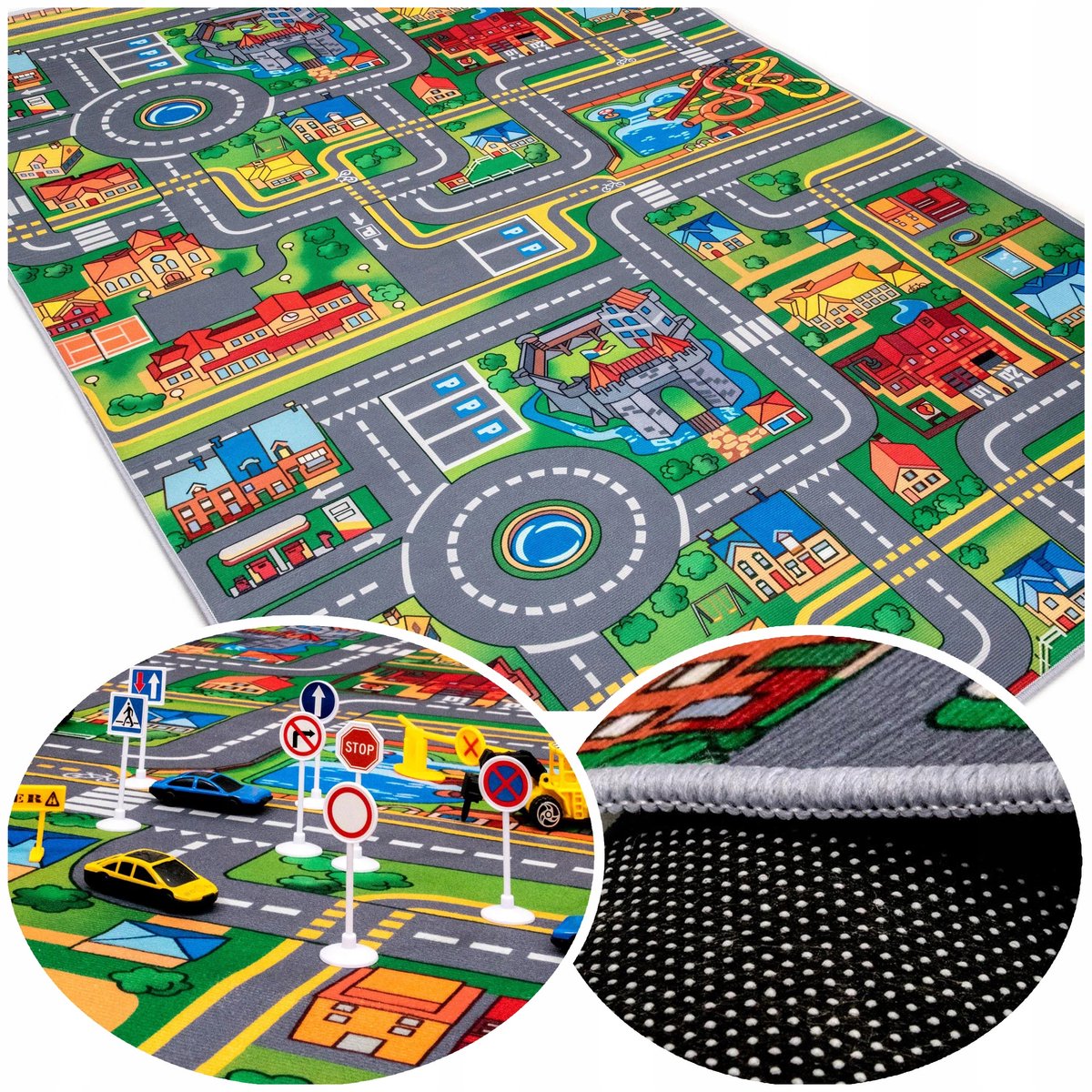 Zachte Kinderkleed Stad met Wegen 200x200 cm