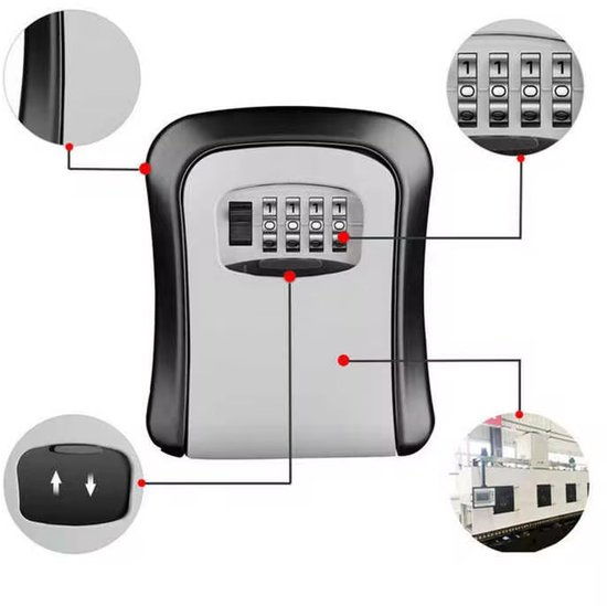 Sleutelkluis met Code - Weerbestendig - 4-Cijferige Combinatie - Muurbevestiging - Veilig Sleutelkastje voor Buiten en Binnen - Key Safe Box