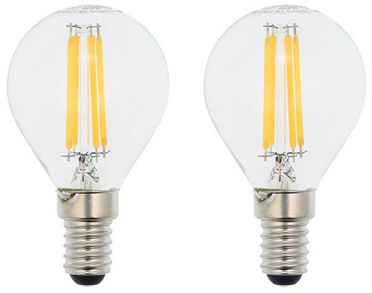 VITO LED Filament Kogellamp G45 E14 - 6W (vervangt 60W) - 750lm - 6000K - Ø45mm - 220-240V - Energiezuinig - 2 stuks