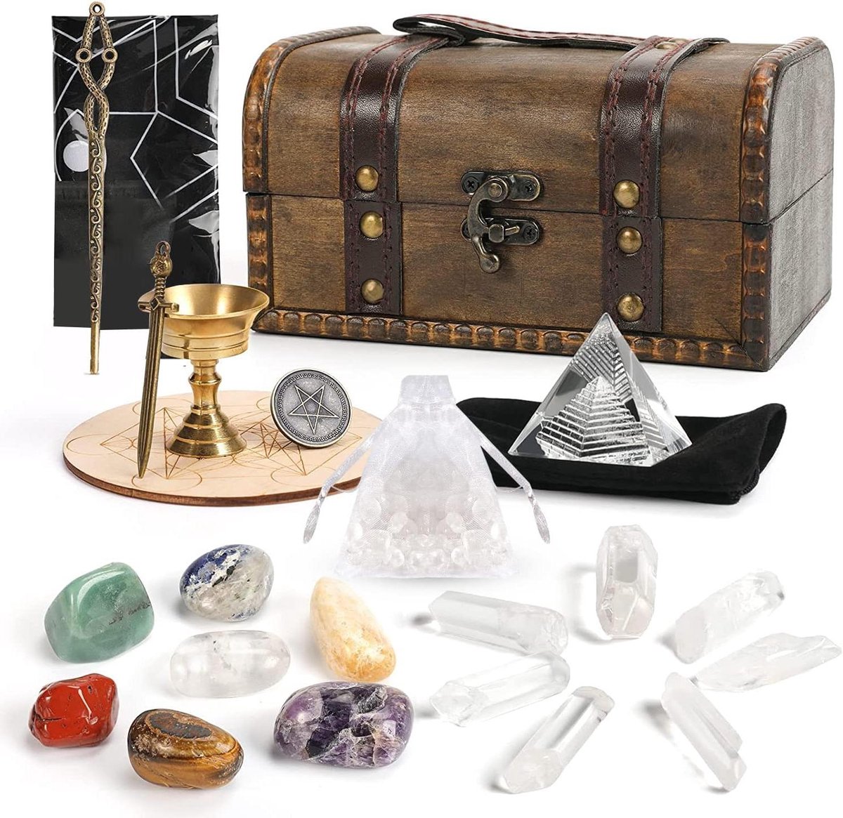 Provento - Healing Crystals Stenen Set met Chakra Kristallen Piramide Energie Generator voor Meditatie en Spirituele Healing