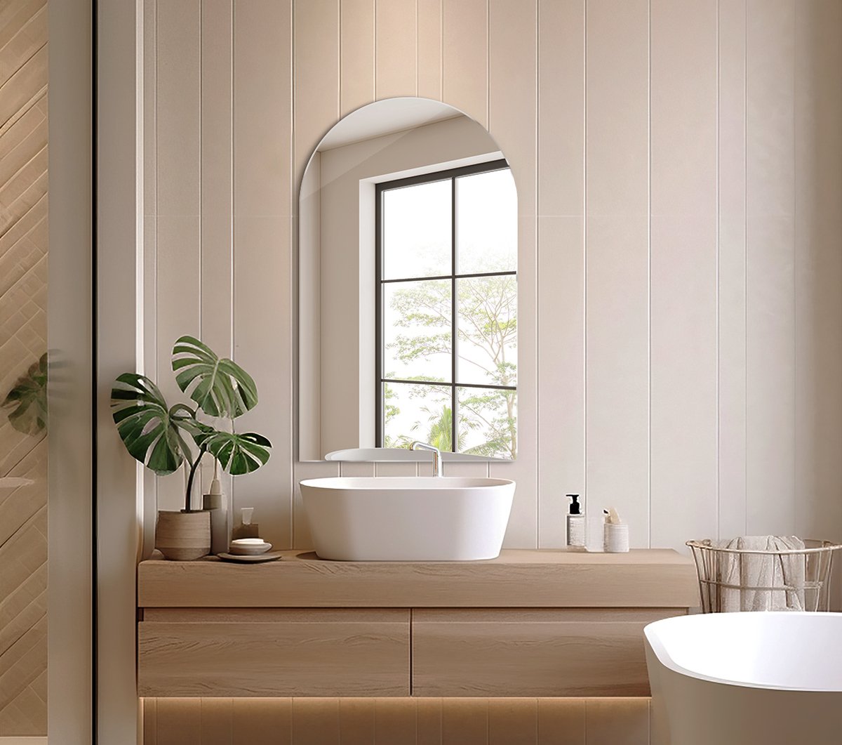 Coloray Wandspiegel Oval - Arched Spiegel - 60 cm x 100 cm - Boogspiegel Toilet - Design spiegel - Wandspiegel Boog - Toiletspiegel - Scandinavische spiegel - Decoratie Spiegel Boog