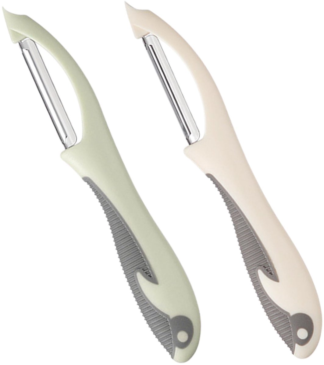 Unyqoos® Set van twee roestvrijstalen dunschillers met ergonomische antislip handgreep