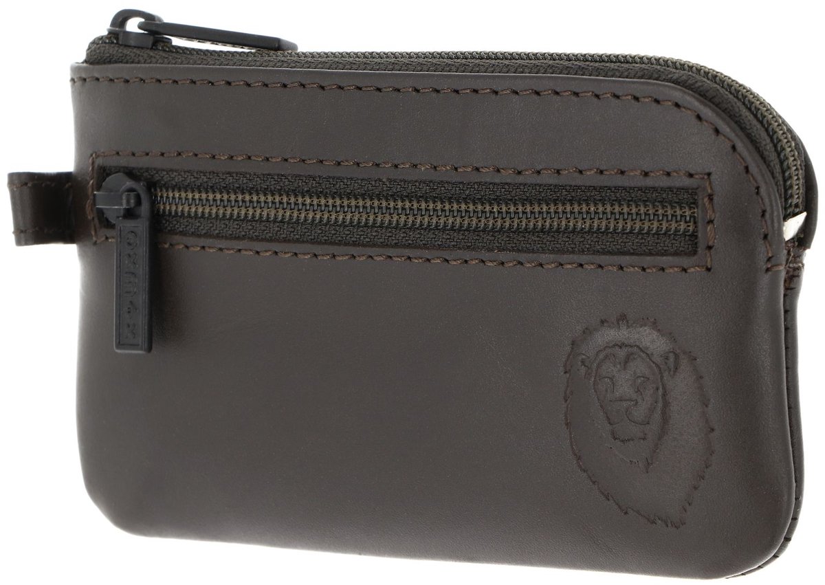 oxmox Leren sleutelgeval Leather Keyholder Freedom Lion Embossed Brown donkerbruin