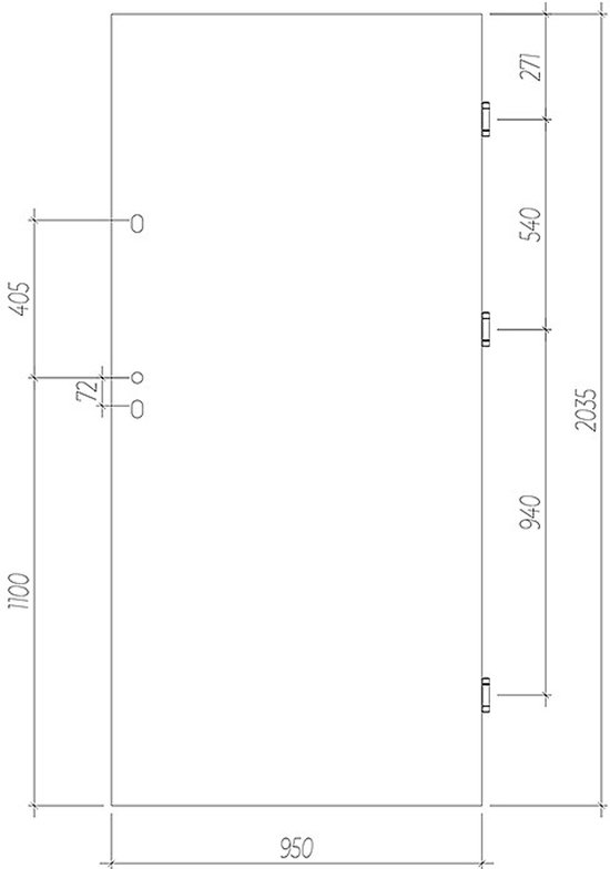 Porte pleine acier H.207 x L.100 cm anthracite - Pousser à droite - AGUEDA L 95 cm x H 203,5 cm x P 9 cm