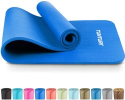 Tunturi NBR Yogamat Anti Slip - Fitnessmat Extra dik & zacht - Sportmat - 180x60x1.5cm - Incl Trainingsapp - Blauw