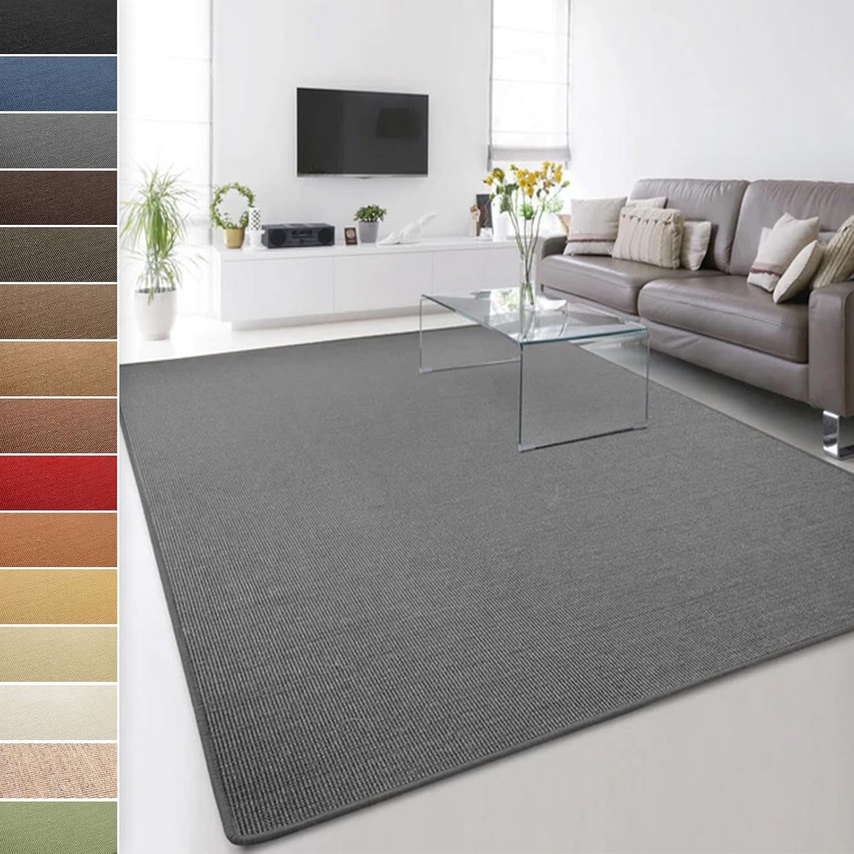 Sisal vloerkleed Grijs 120x180 cm - Duurzaam en Geschikt voor Vloerverwarming