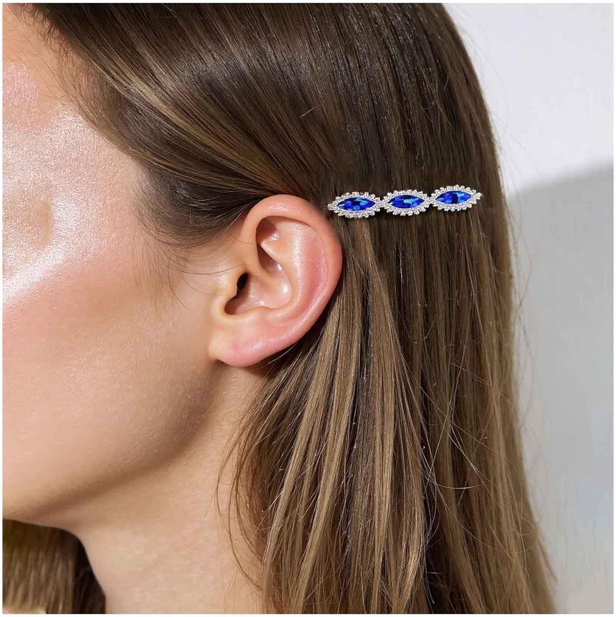 Elegante Blauwe Saffier Kristallen Haarspeld Barrettes voor Bruiloft en Feestelijk Haaraccessoire