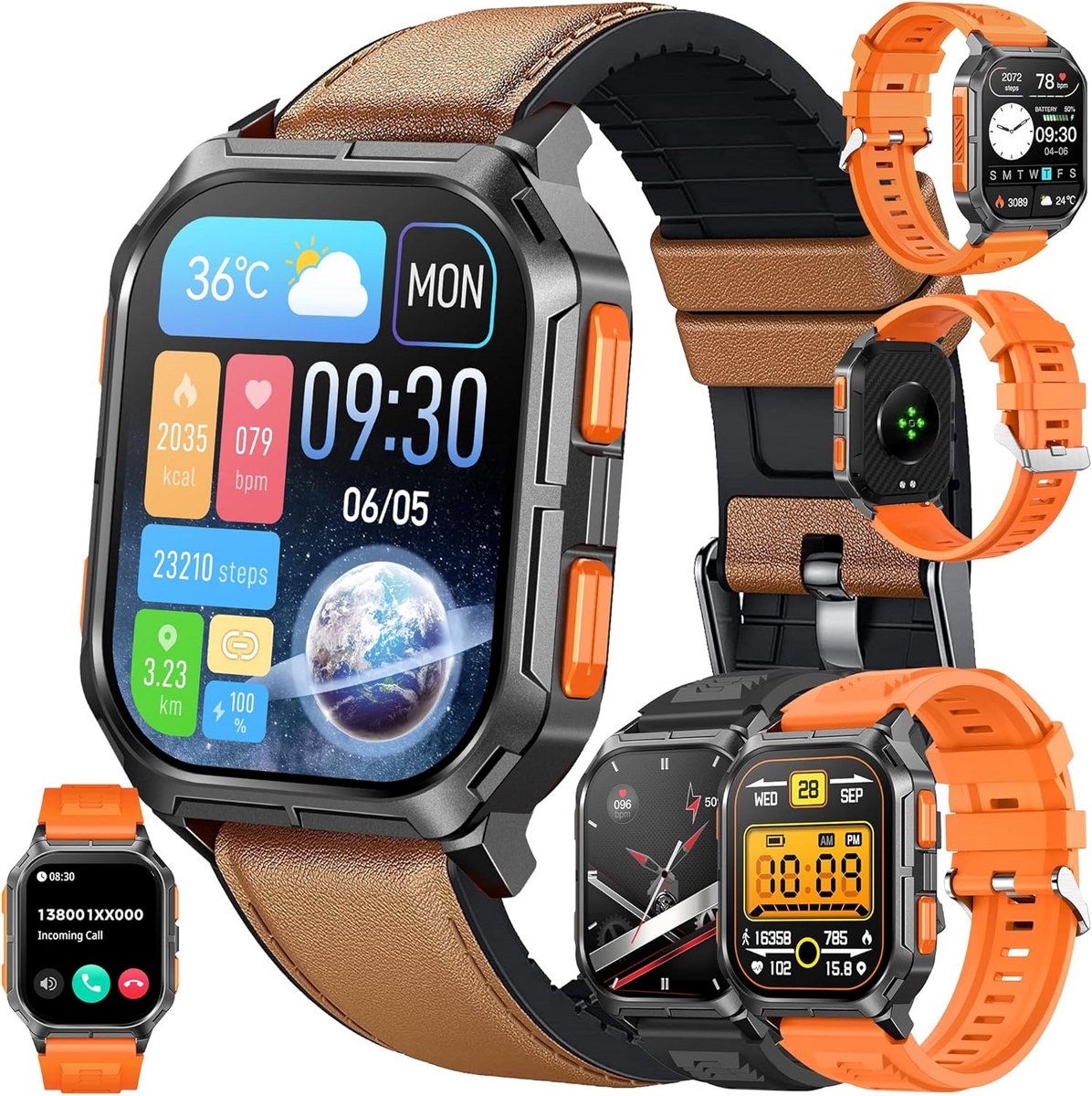 Smartwatch met Bellen, Hartslagmeter, Bloeddruk & Slaapmonitor - IP68 Waterdicht Fitnesstracker voor Android & iOS