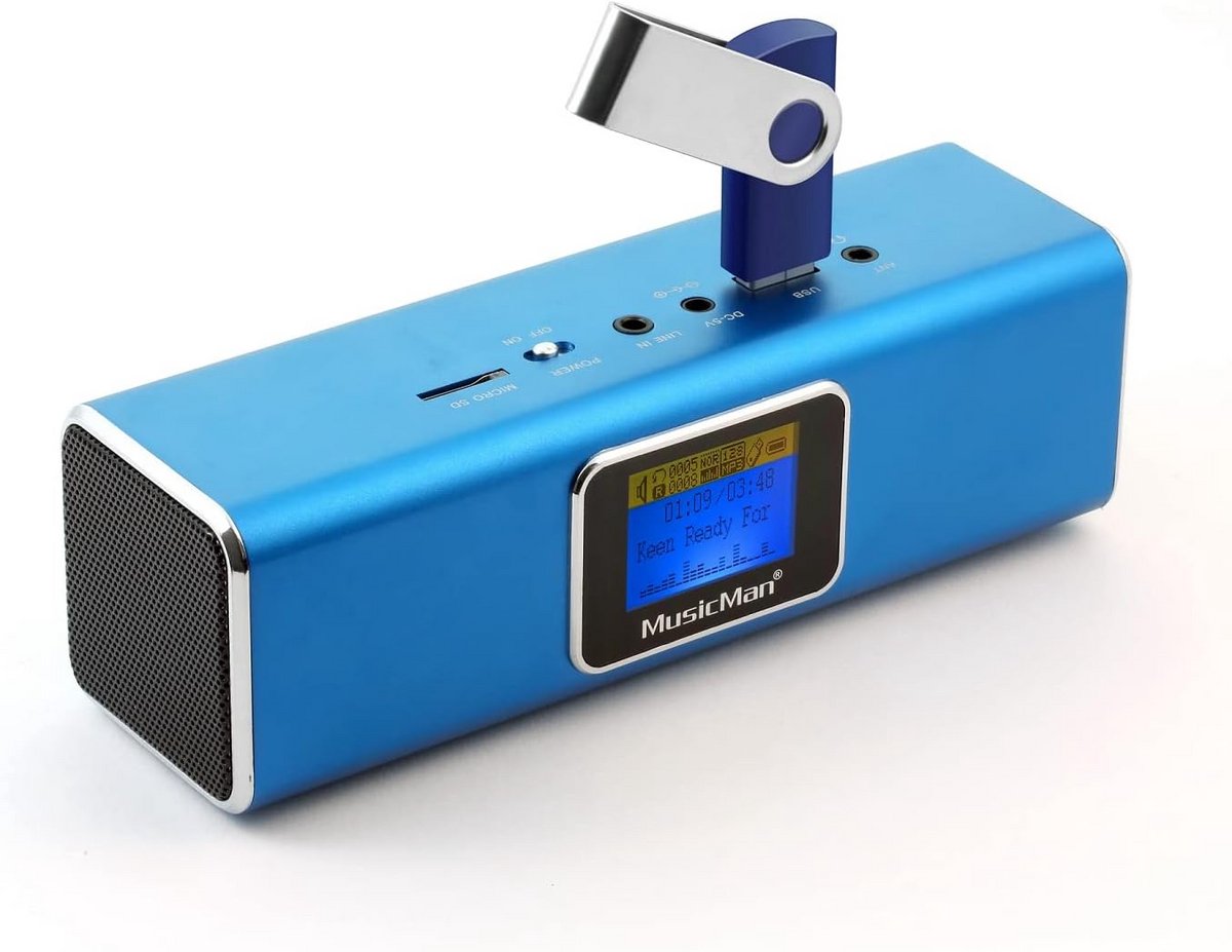 Draagbare Soundstation Stereoluidspreker met Oplaadbare Batterij, MP3, Radio en LCD