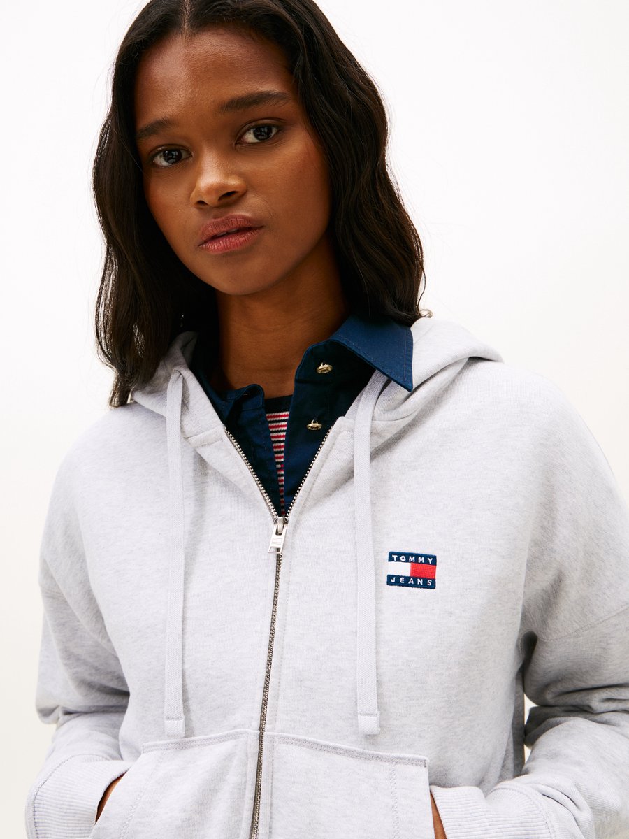 Tommy Jeans Vest Tjw Bxy Crp Zip Thru Hoodie Dw0dw21976 P08 Ice Heather Dames Grijs